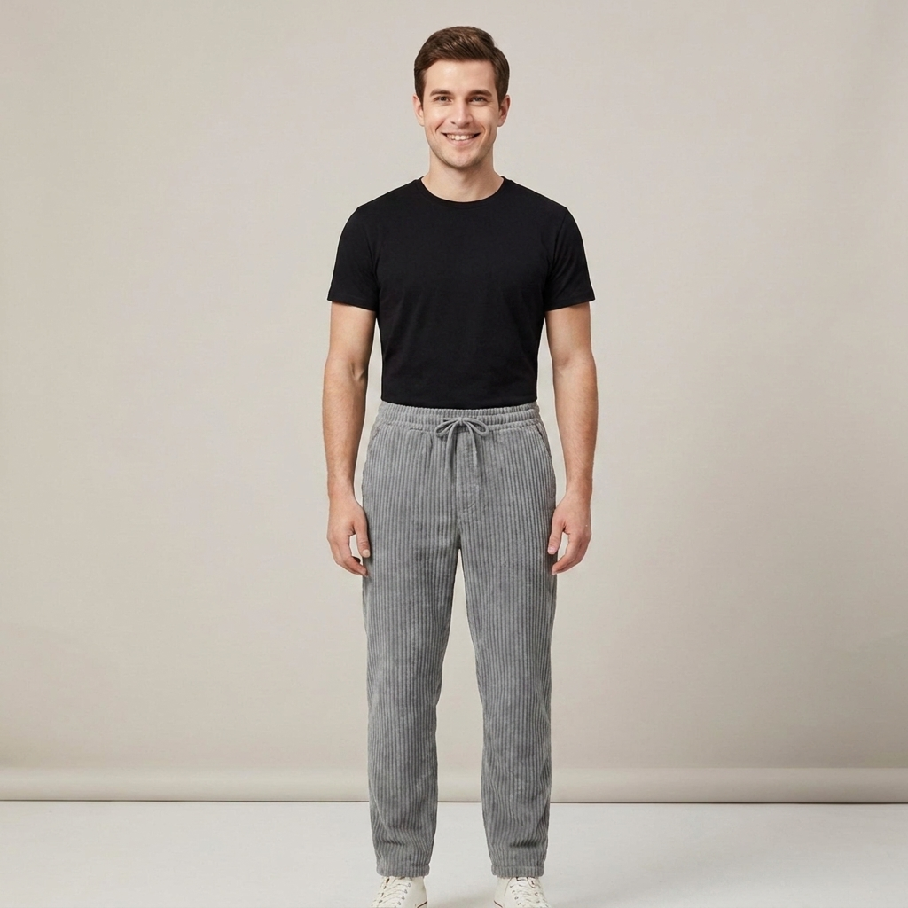 Volker | Herren Gerippte Freizeithose mit Kordelzug