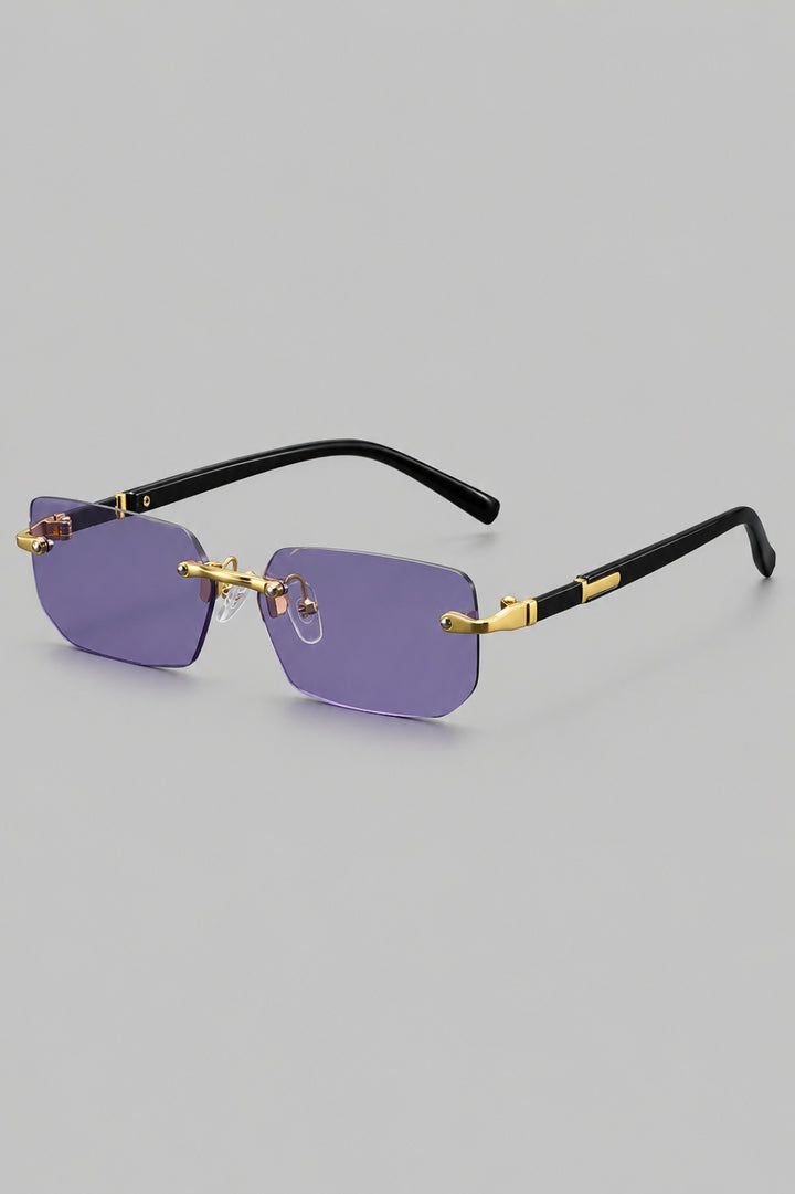 Herrenbrille im randlosen Stil | Getönte rechteckige Gläser und Vintage-Look