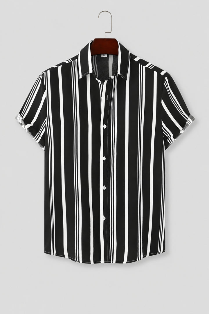 Herren Shirt | Marine-Streifenmuster | Resort-Chic | Sommer