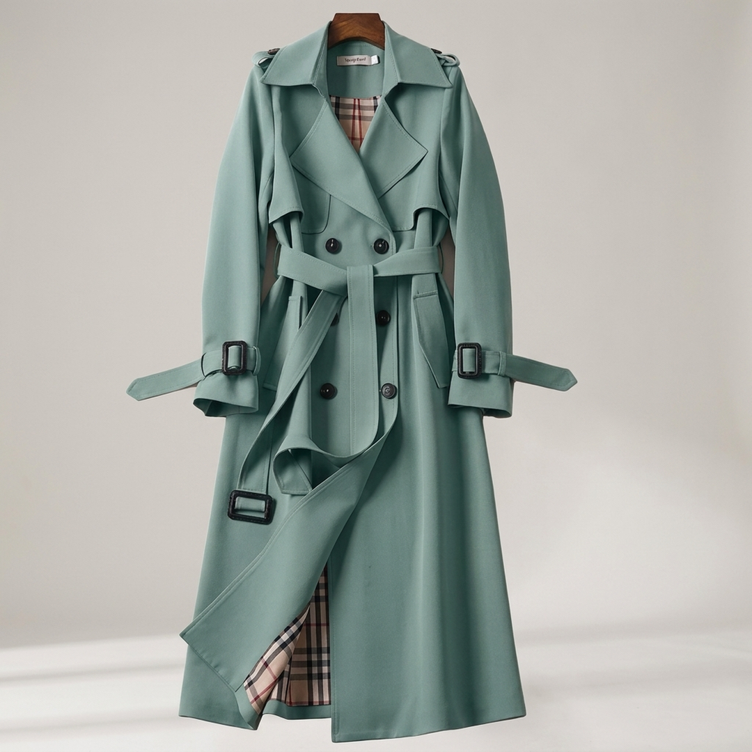 Angelika | Damen Zweireihiger Parka mit Gürtel