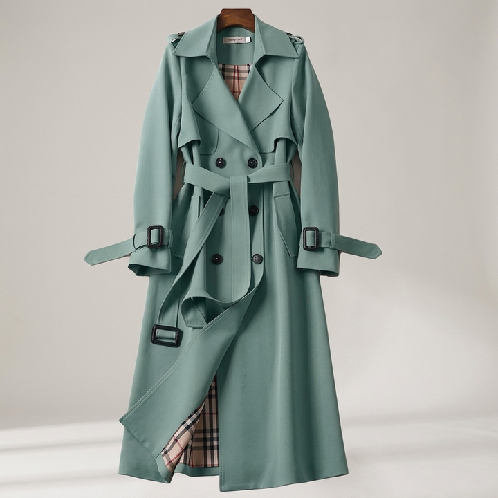 Angelika | Damen Zweireihiger Parka mit Gürtel