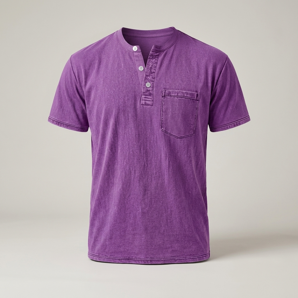 Eric | Herren Kurzarmhemd mit Brusttasche Henleyshirt