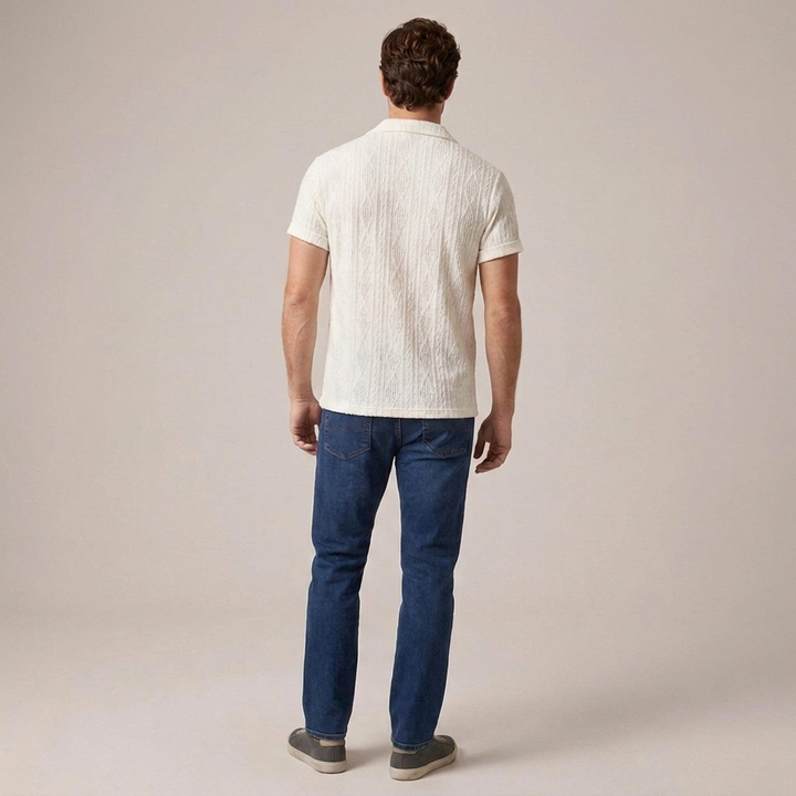 Felix | Herren Kurzarm Strickhemd mit Strukturmuster