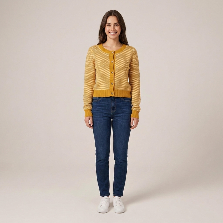 Bonnie | Damen Gemusterte Strickjacke mit Knopfleiste