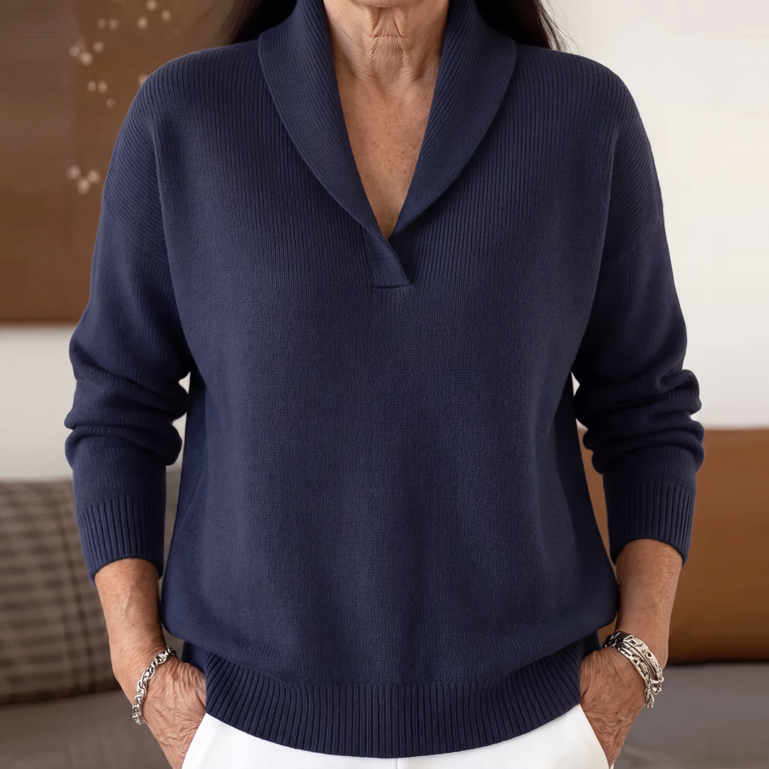 Esther | Damen Klassischer Schalkragen Strickpullover