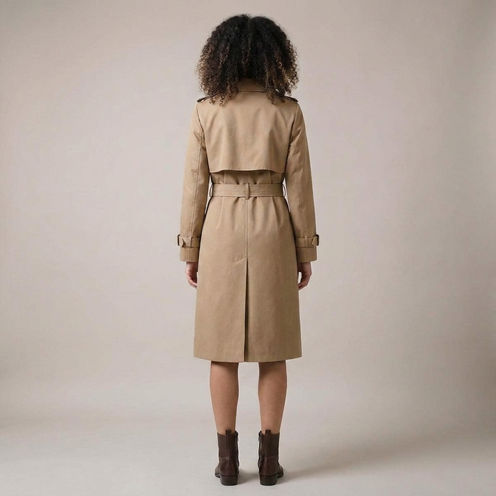Angelika | Damen Zweireihiger Parka mit Gürtel