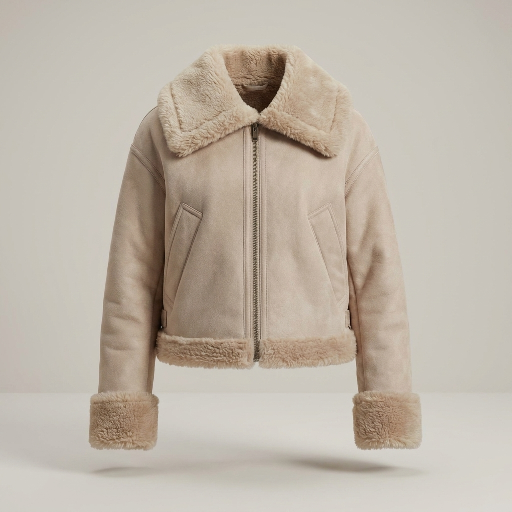 Tamara | Damen Kurze Fellkragen Fliegerjacke