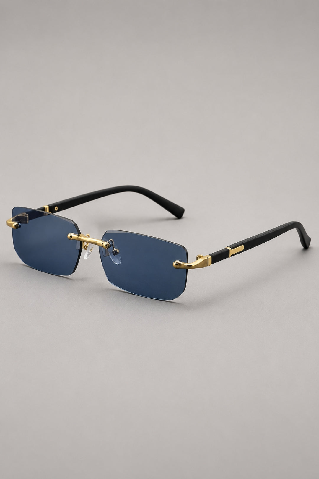 Herrenbrille im randlosen Stil | Getönte rechteckige Gläser und Vintage-Look