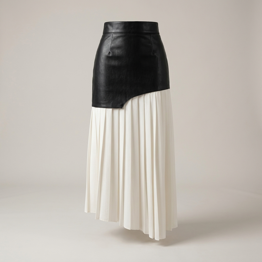 Franka | Damen Asymmetrisch Plissee Maxirock