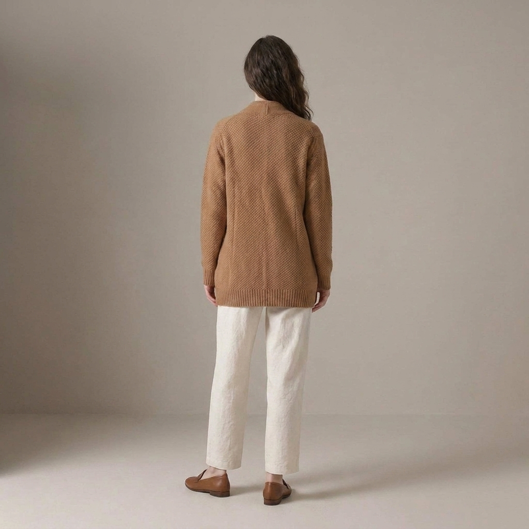Amalie | Damen Strukturierte Knopfleisten Strickjacke