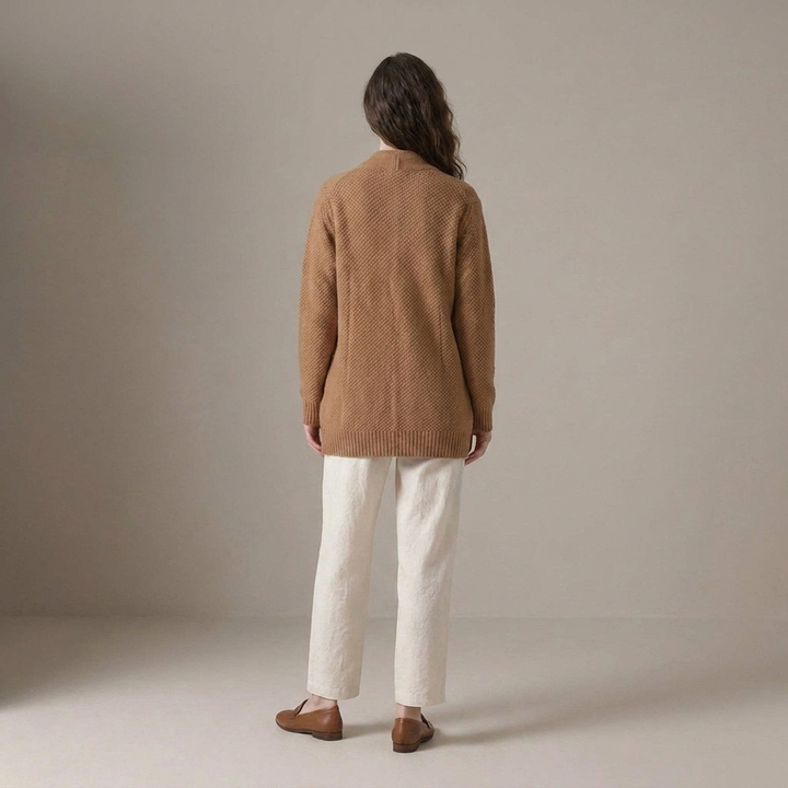 Amalie | Damen Strukturierte Knopfleisten Strickjacke