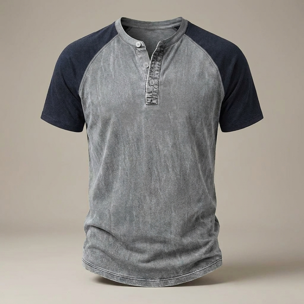 Ingo | Herren Raglan Henley Kurzarmshirt