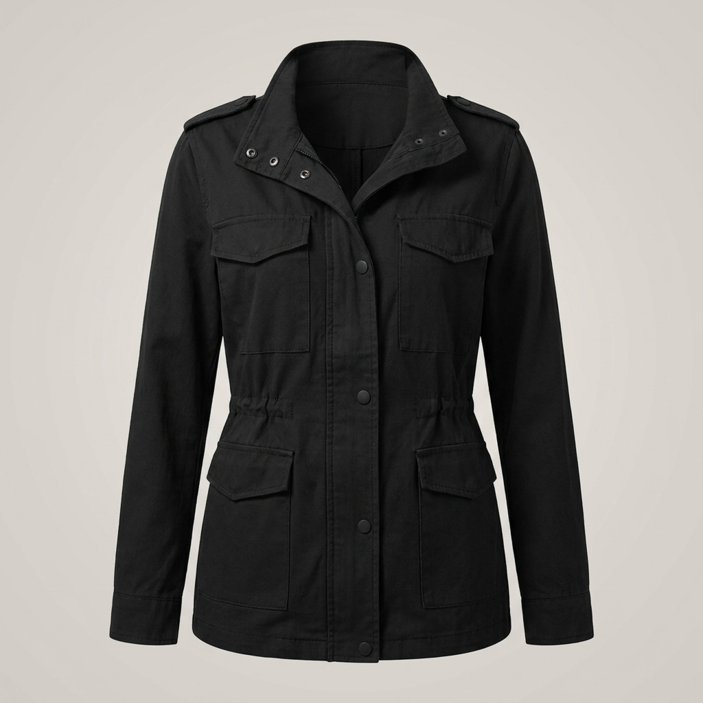Ermengard | Damen Utility mit Kapuze, Brusttaschen und Taillenzug Jacke