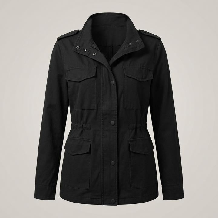 Ermengard | Damen Utility mit Kapuze, Brusttaschen und Taillenzug Jacke
