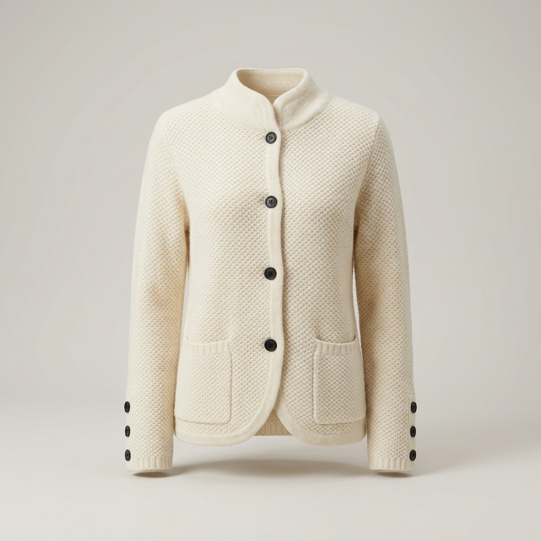 Amalie | Damen Strukturierte Knopfleisten Strickjacke