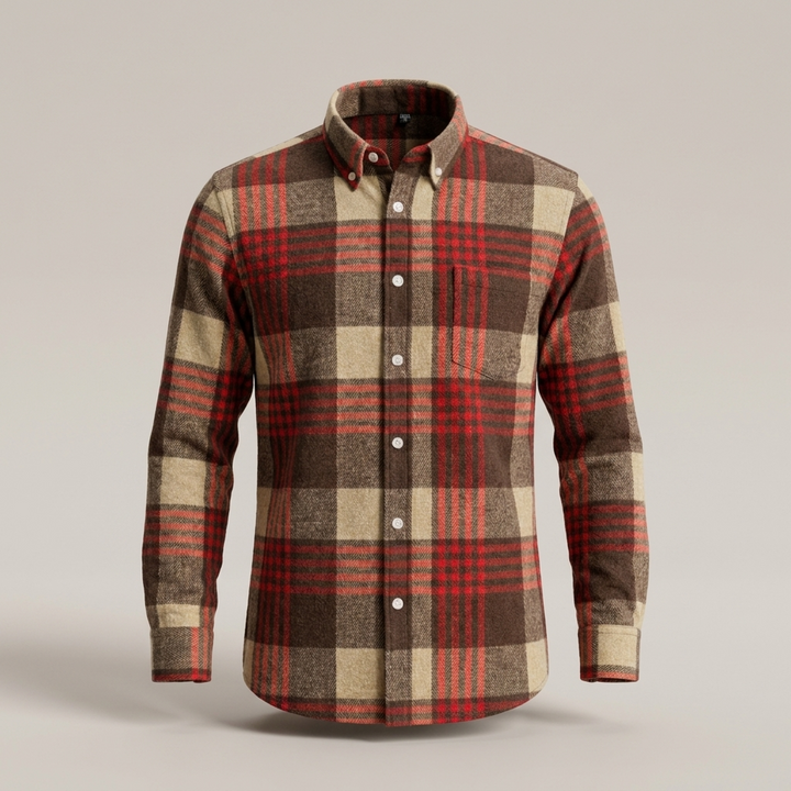 Greg | Herren Kariertes Langarm Freizeithemd mit Button-Down-Kragen