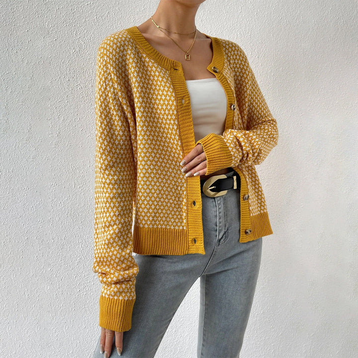 Bonnie | Damen Gemusterte Strickjacke mit Knopfleiste