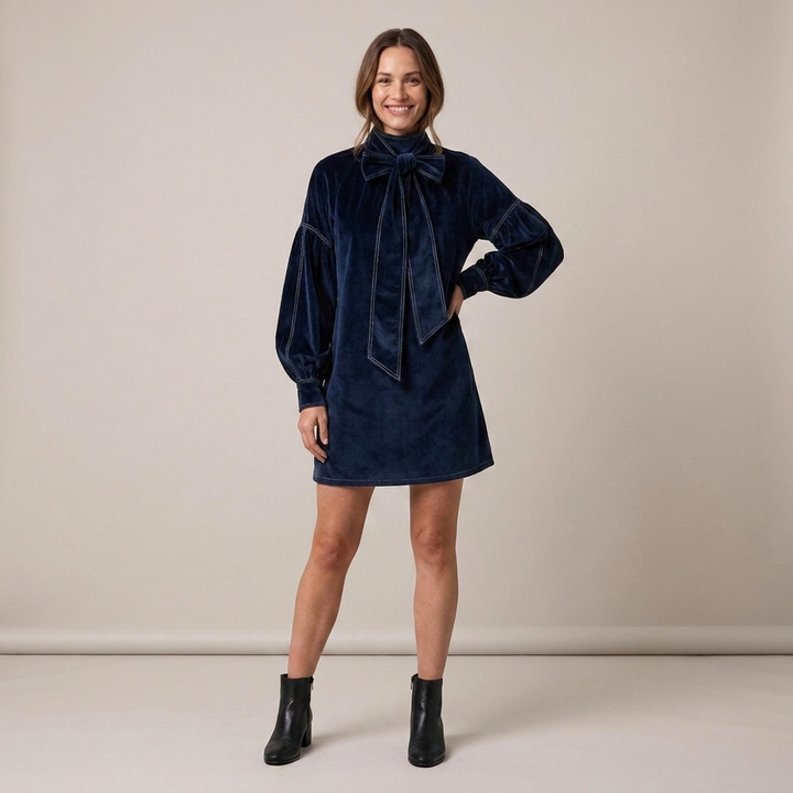 Regine | Damen Kleid mit großer Schleife Minikleid