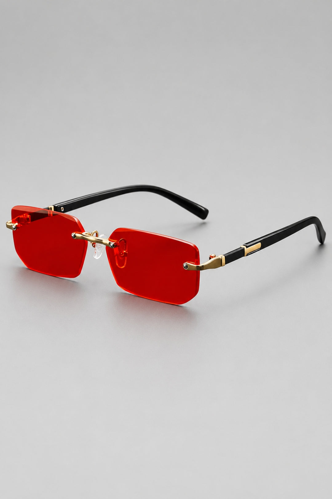 Herrenbrille im randlosen Stil | Getönte rechteckige Gläser und Vintage-Look