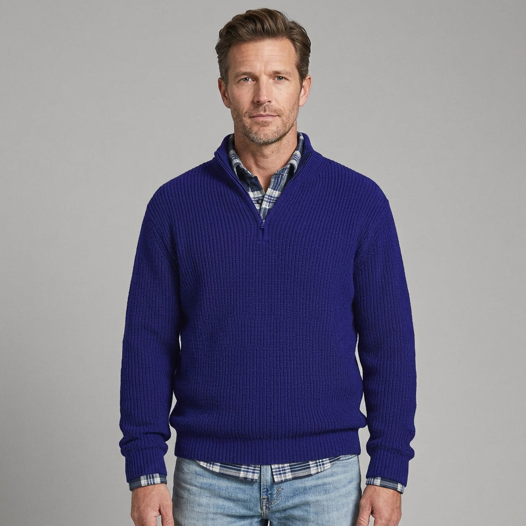 Baldur | Herren Rippstrickpullover mit Reißverschluss
