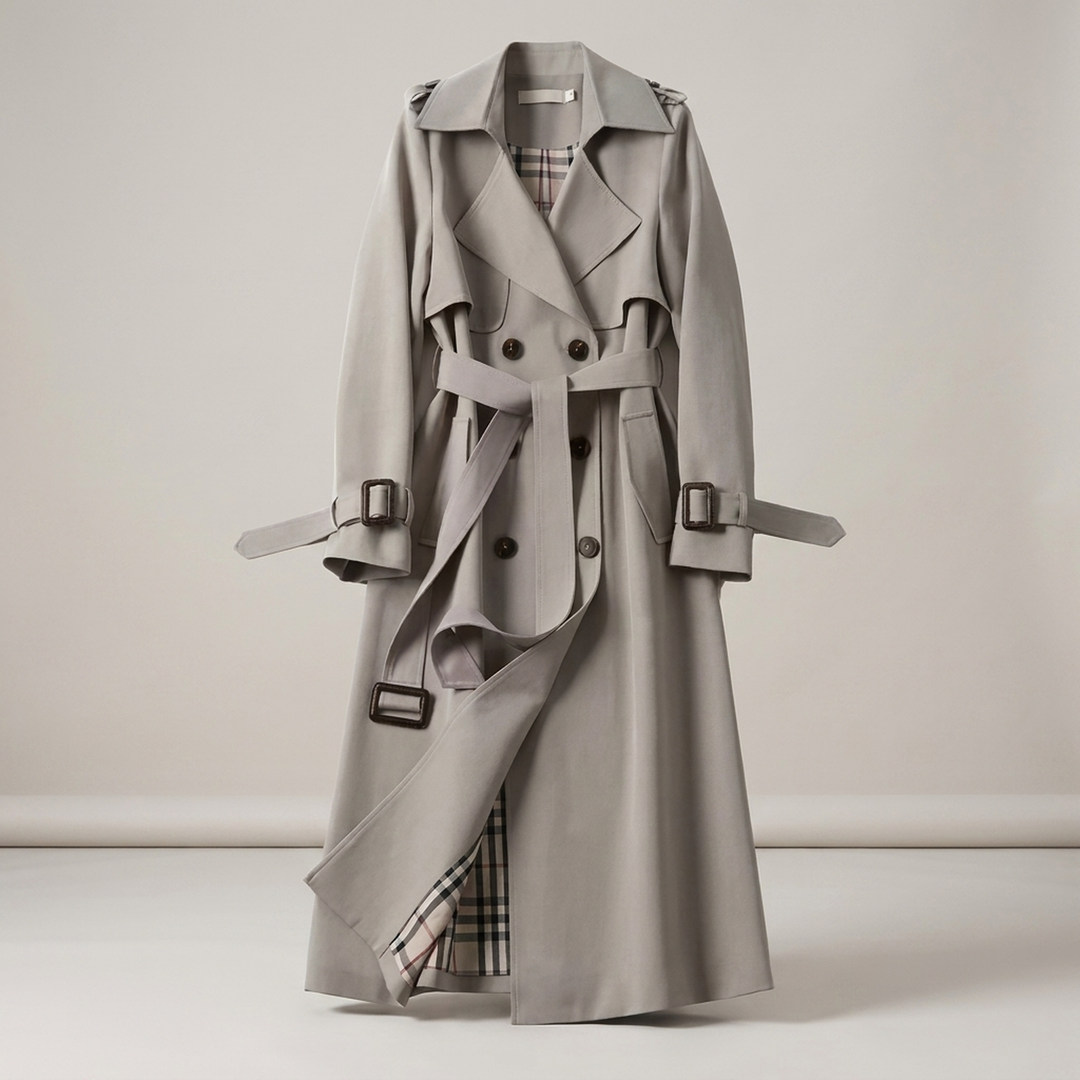 Dietlinde | Damenmantel mit Bindegürtel und Schulterriegeln Trenchcoat