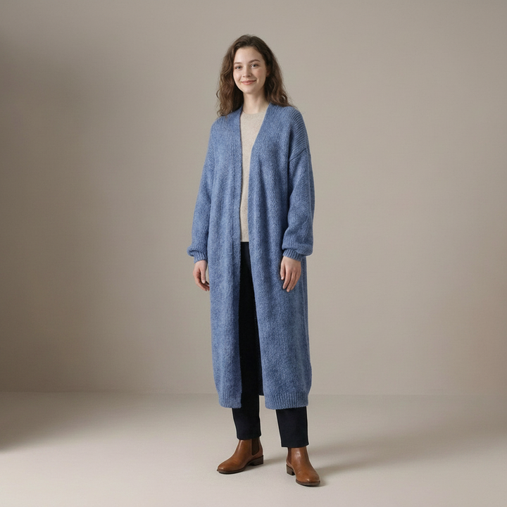 Dalia | Damen Langer Offener Longcardigan