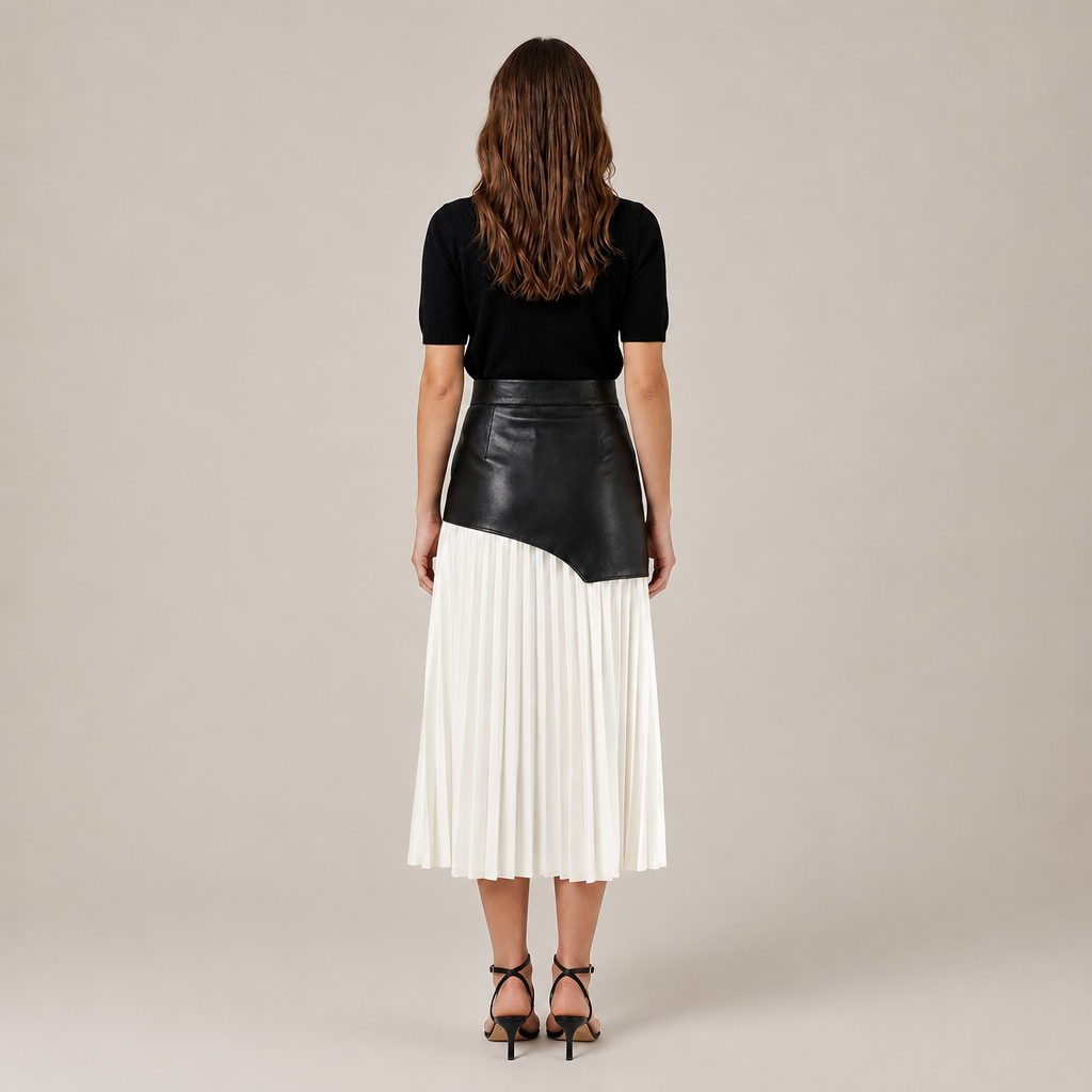 Franka | Damen Asymmetrisch Plissee Maxirock