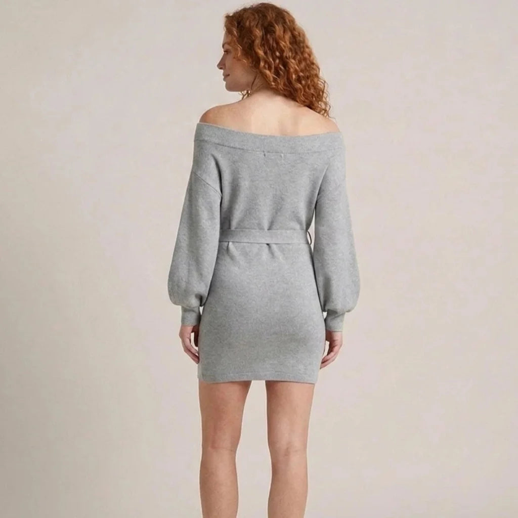 Kirsten | Damen Strickkleid mit Bindegürtel Minikleid