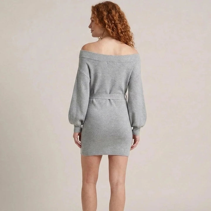 Kirsten | Damen Strickkleid mit Bindegürtel Minikleid