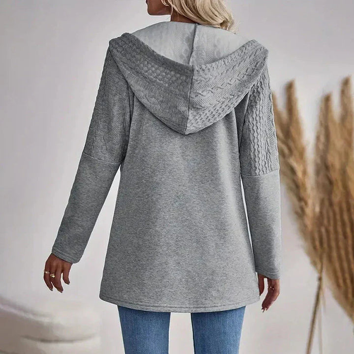 Fenja | Damen Zopfmuster Kapuzen Strickjacke