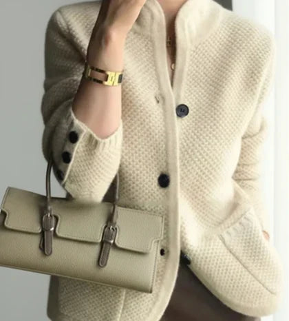Amalie | Damen Strukturierte Knopfleisten Strickjacke