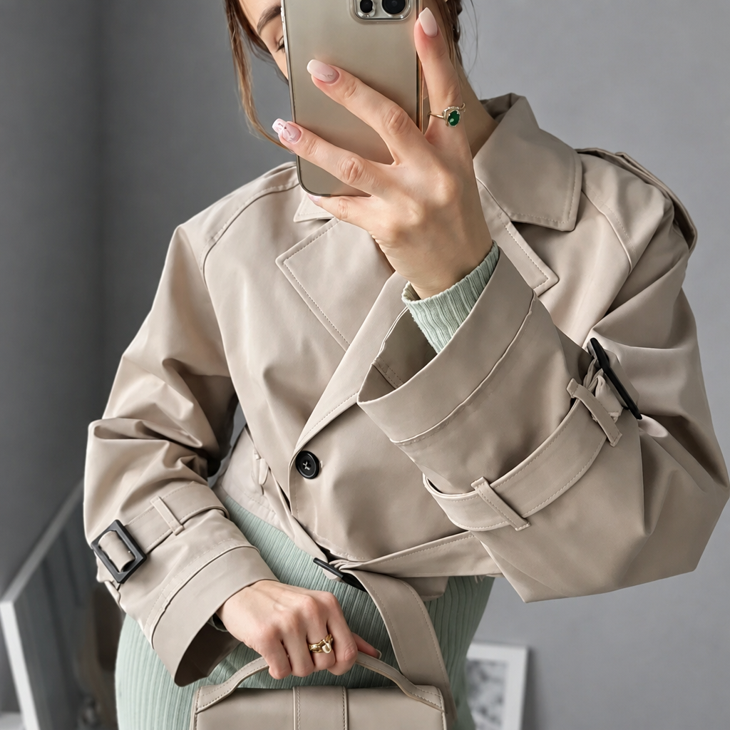 Minnegardis | Damen Trenchjacke mit Gürtel und Reverskragen