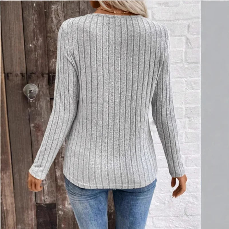 Jocelyn | Damen V-Ausschnitt Rippstrickpullover