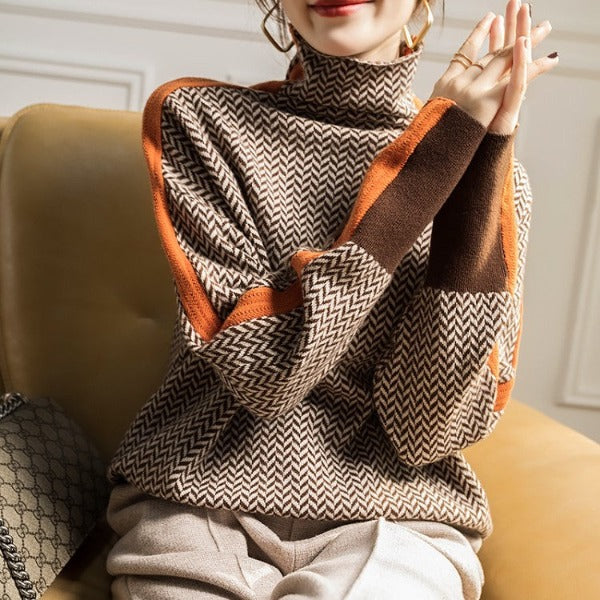 Heide | Damen Rollkragen Zopfmuster Strickpullover