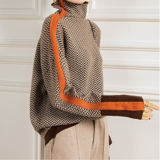 Heide | Damen Rollkragen Zopfmuster Strickpullover