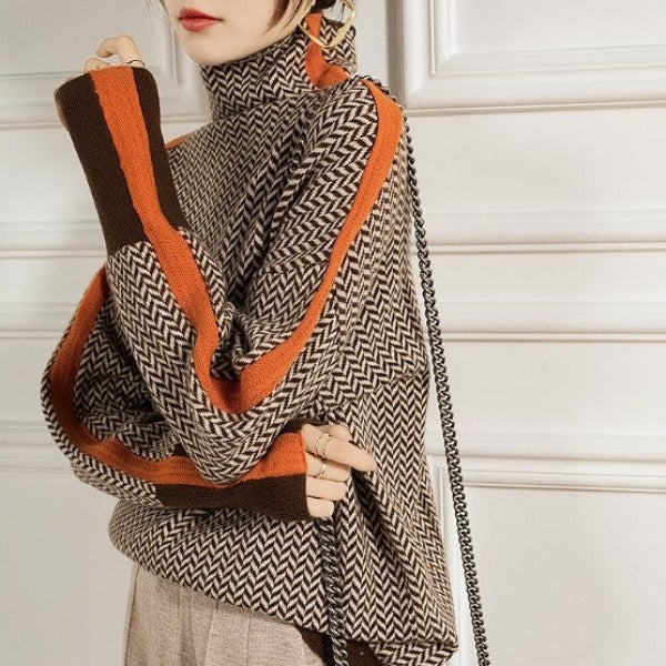 Heide | Damen Rollkragen Zopfmuster Strickpullover