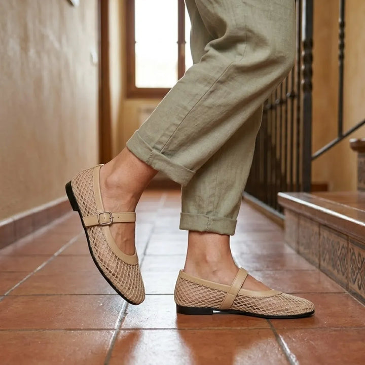 Nadine | Damen Mary-Jane mit Netzstruktur Schuhe