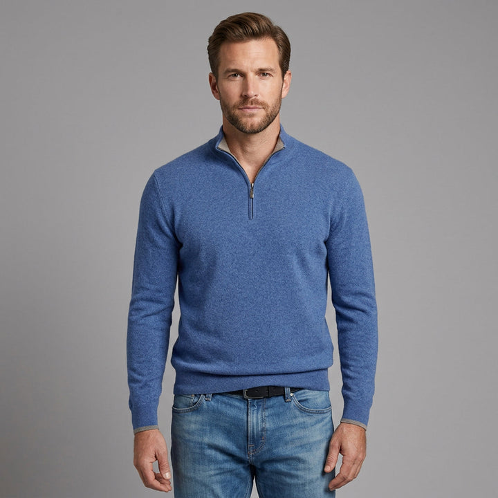 Adelmar | Herren Strickpullover mit Viertelreißverschluss