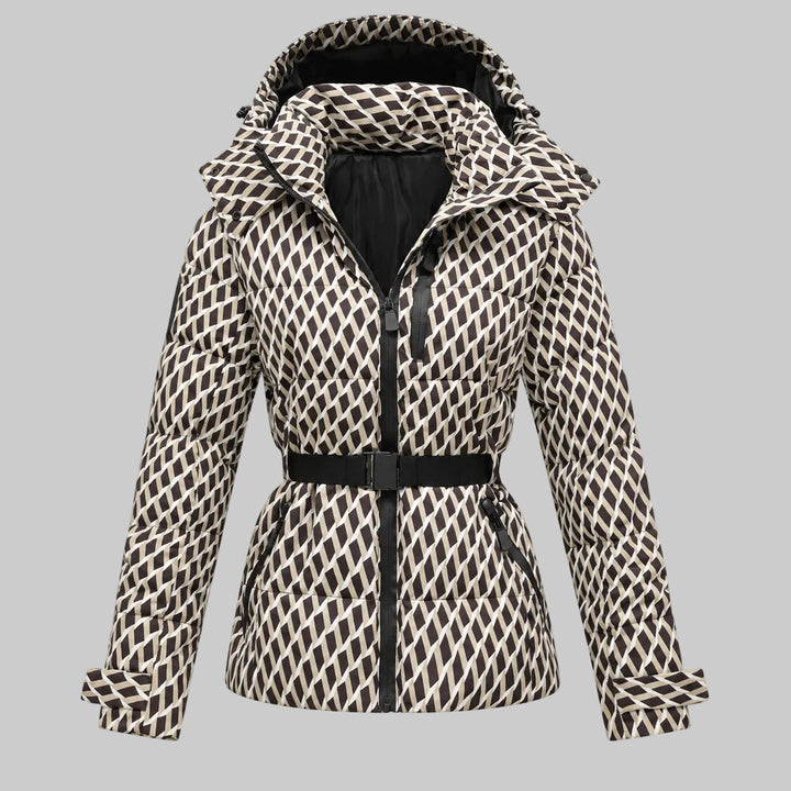 Alfrun | Damen Kapuze mit Gürtel Steppjacke
