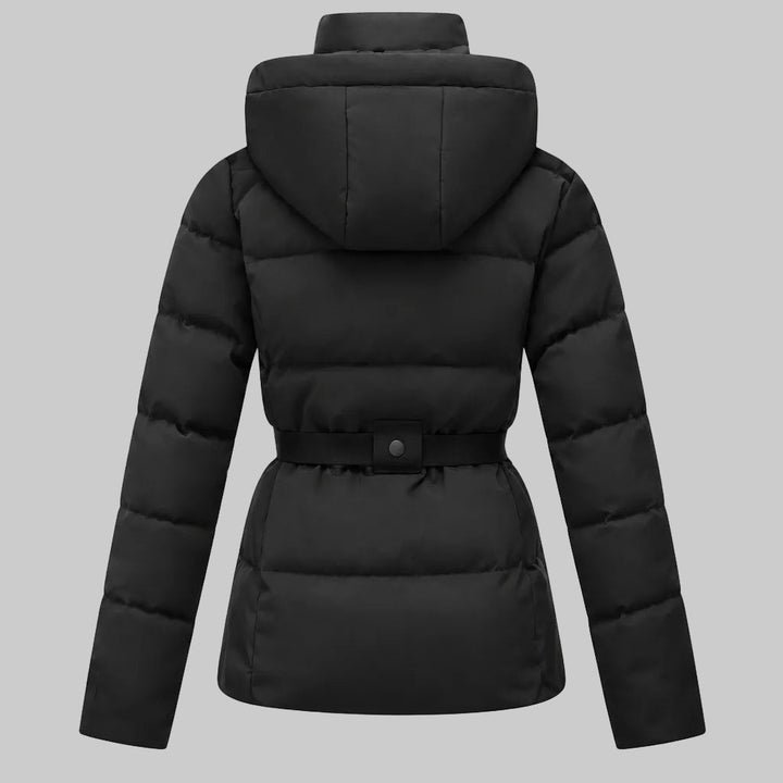 Alfrun | Damen Kapuze mit Gürtel Steppjacke