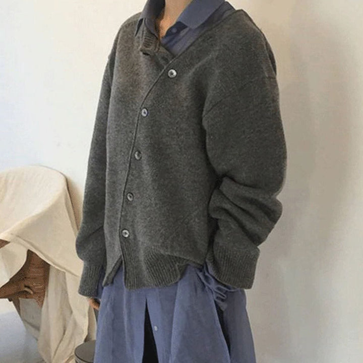 Gisela | Damen Oversize Knopf Strickjacke