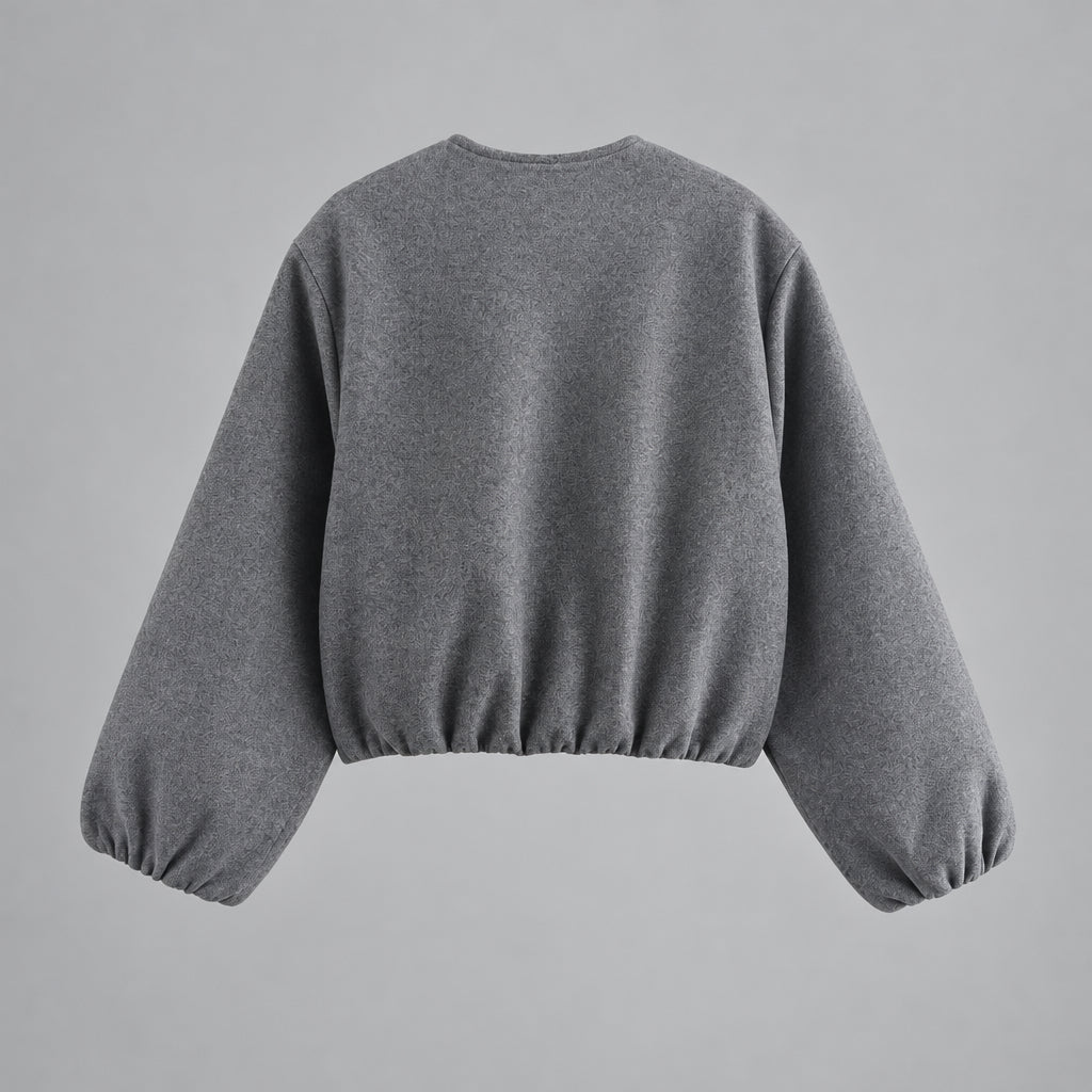 Dankhilde | Damen mit Reißverschluss und Rundhalsausschnitt Blousonjacke