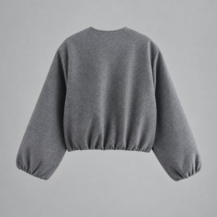 Dankhilde | Damen mit Reißverschluss und Rundhalsausschnitt Blousonjacke