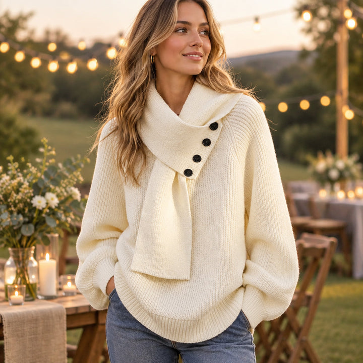 Hermine | Damen Schalkragen Strickpullover