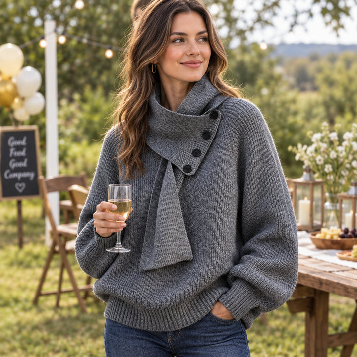 Hermine | Damen Schalkragen Strickpullover