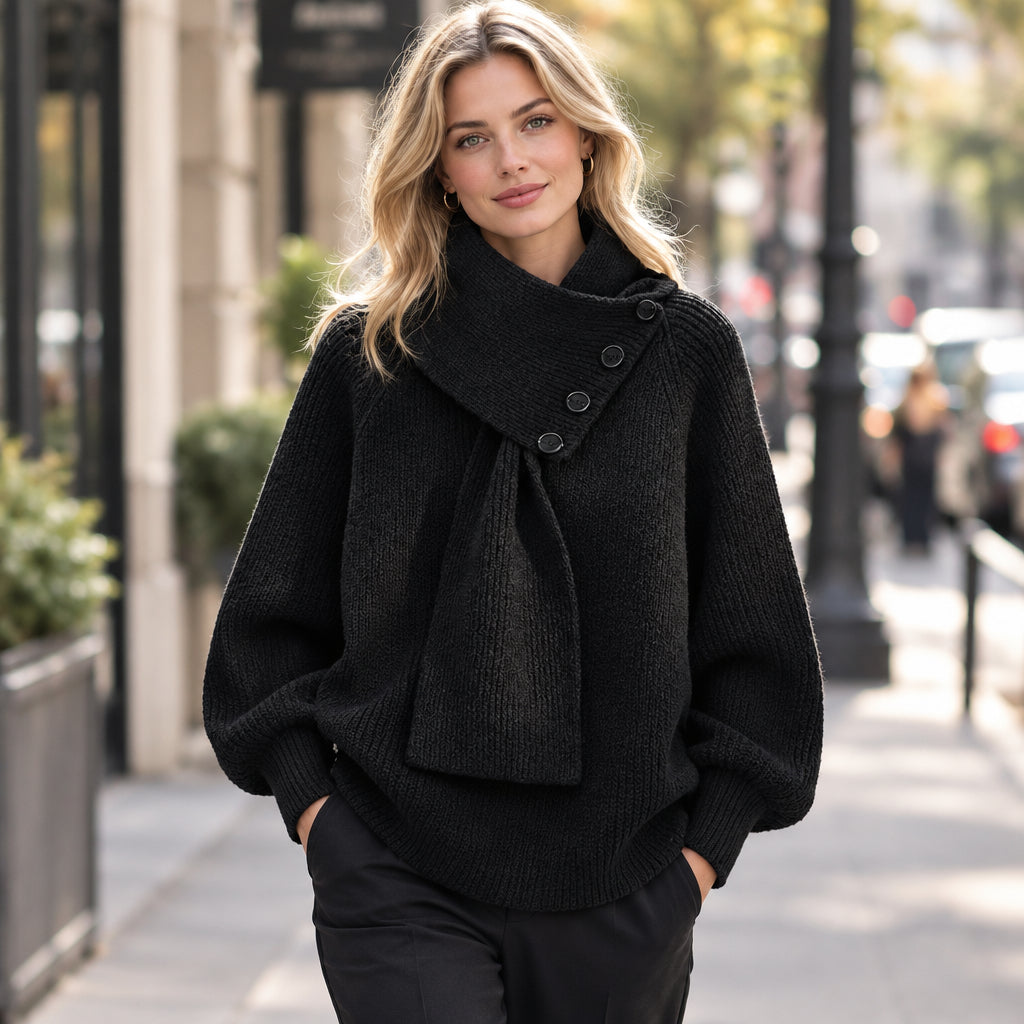 Hermine | Damen Schalkragen Strickpullover