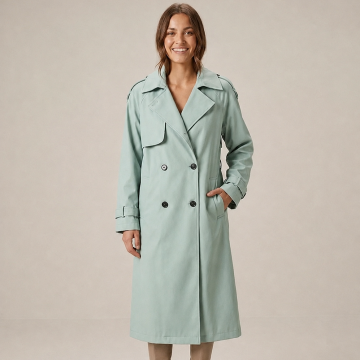 Alburg | Damen mit Bindegürtel und doppelter Knopfleiste Trenchcoat