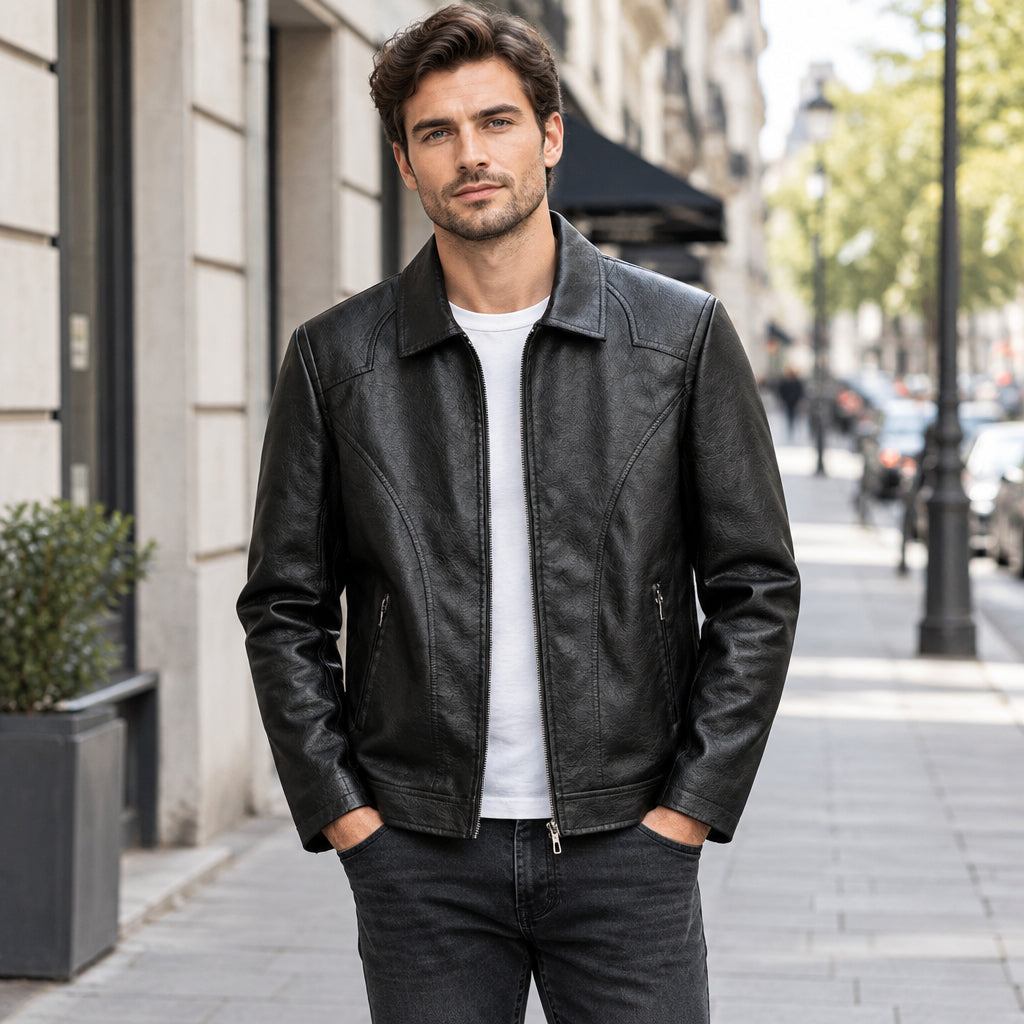 Anselm | Herren Jacke mit Umlegekragen Lederjacke