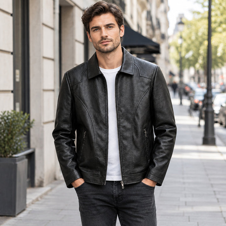 Anselm | Herren Jacke mit Umlegekragen Lederjacke