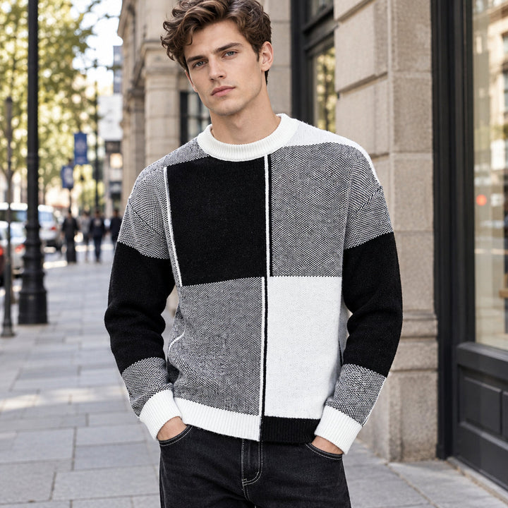 Manfred | Herren Blockdesign Rundhals Strickpullover